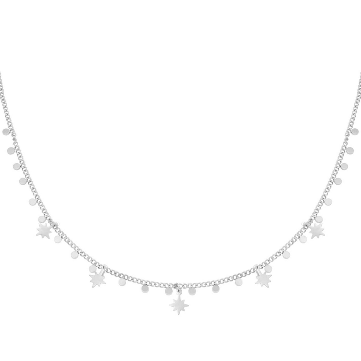 Star coin ketting zilver