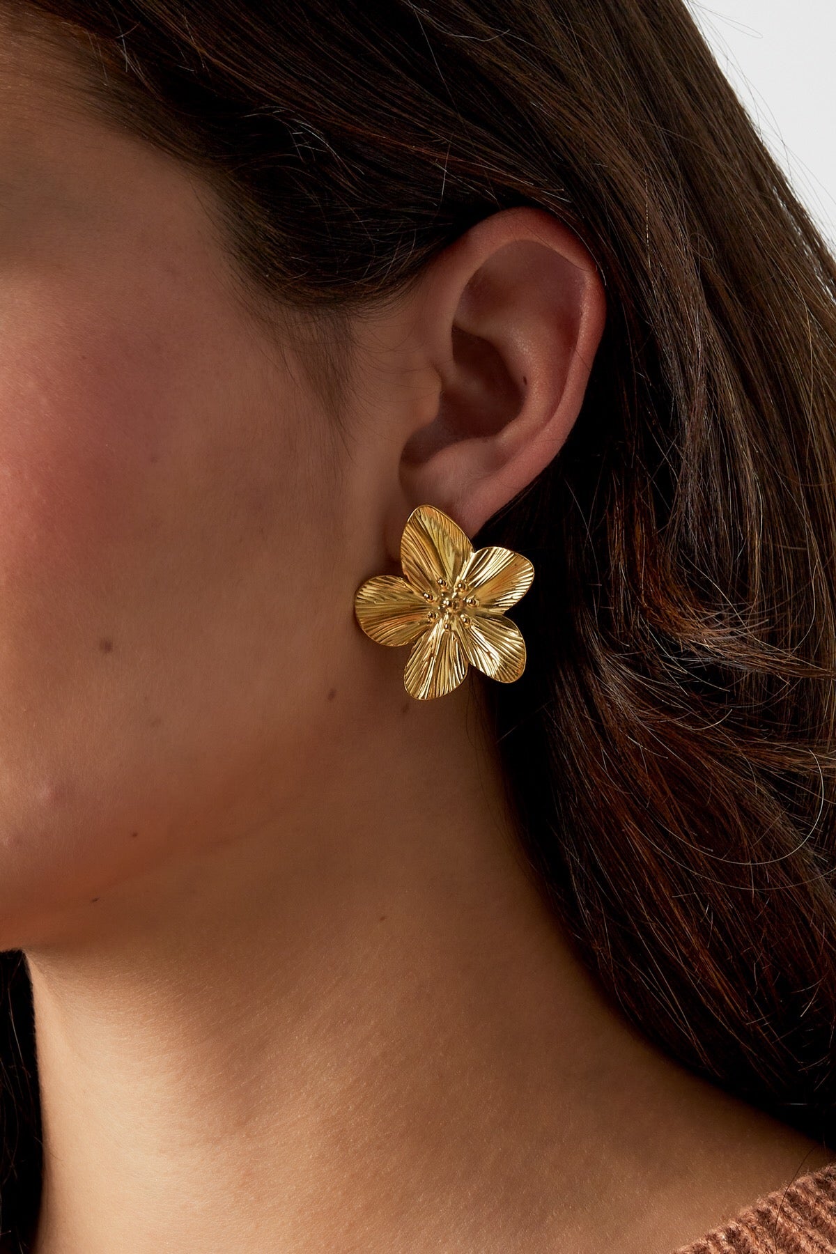 Earrings big flower zilver