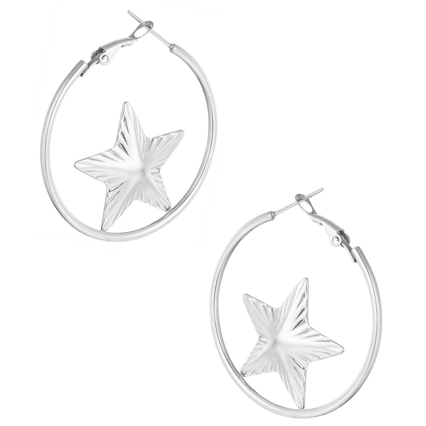 Hoop star oorbellen zilver