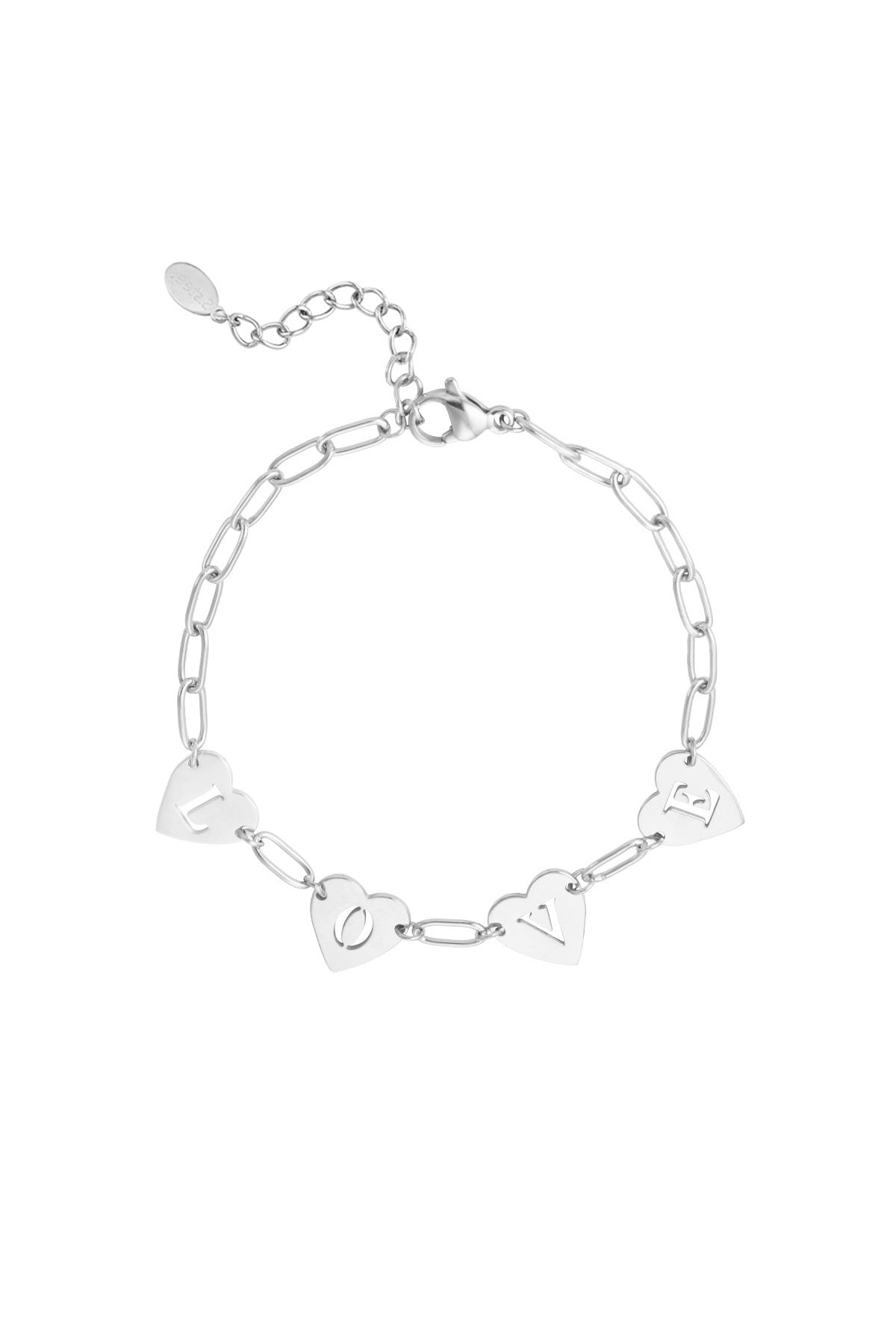 Bracelet love heart zilver