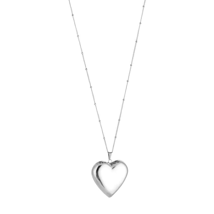 Big heart ketting zilver