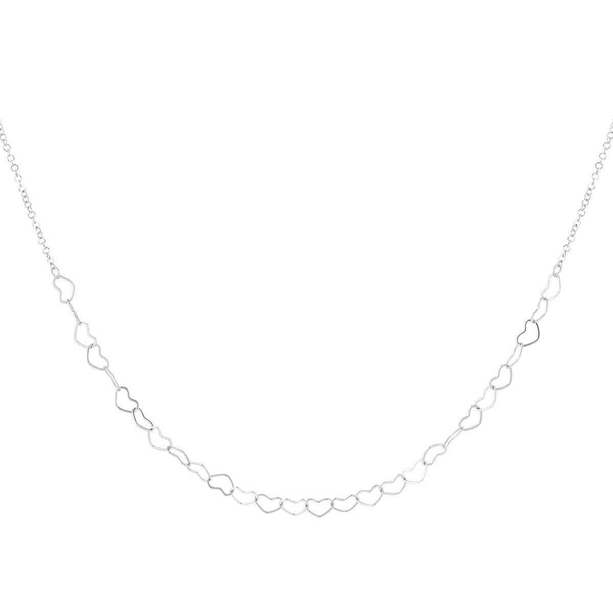 Linkend hearts necklace zilver