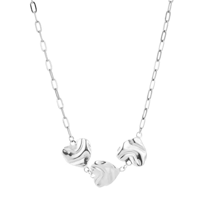 Big 3 hearts ketting zilver