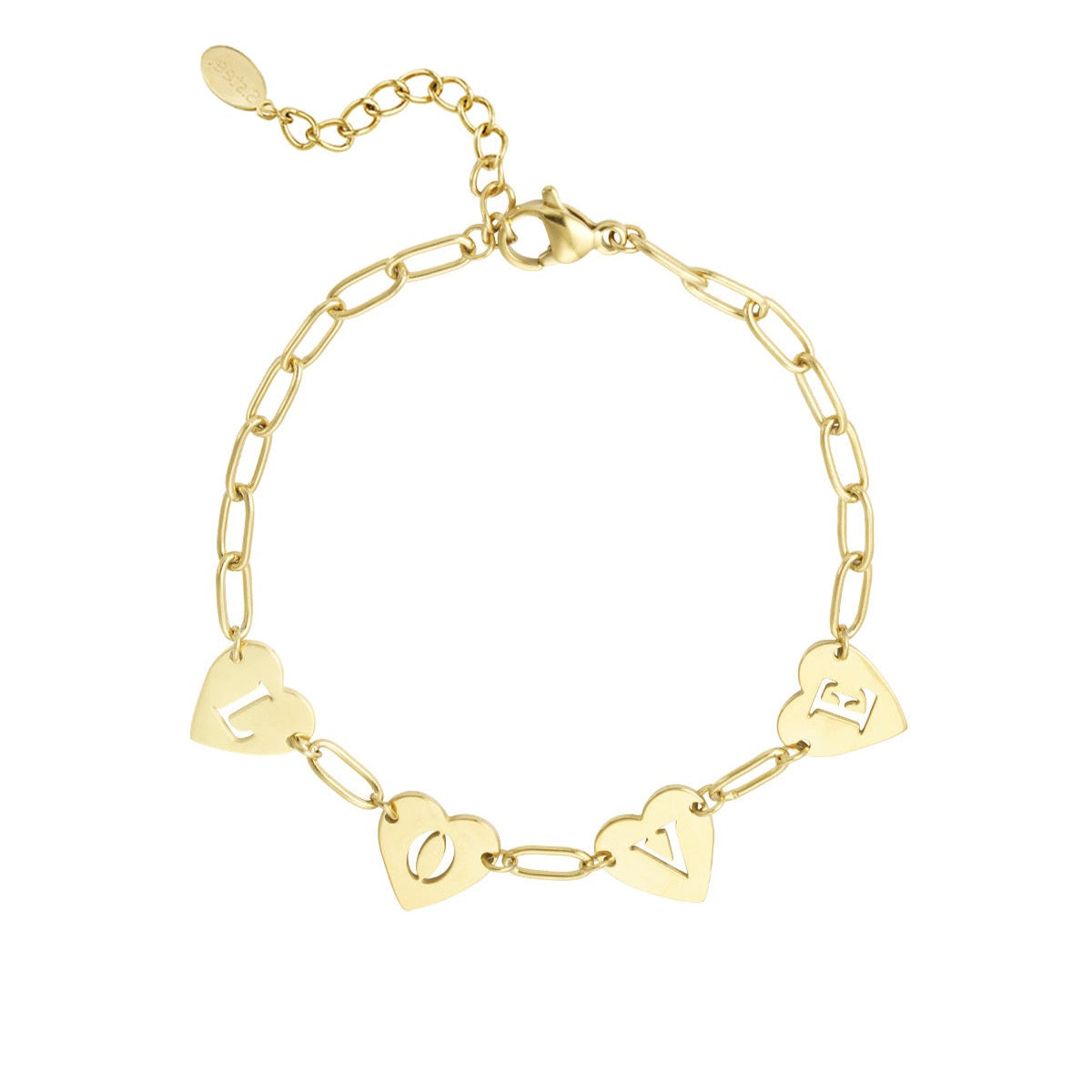 Bracelet love heart goud mop