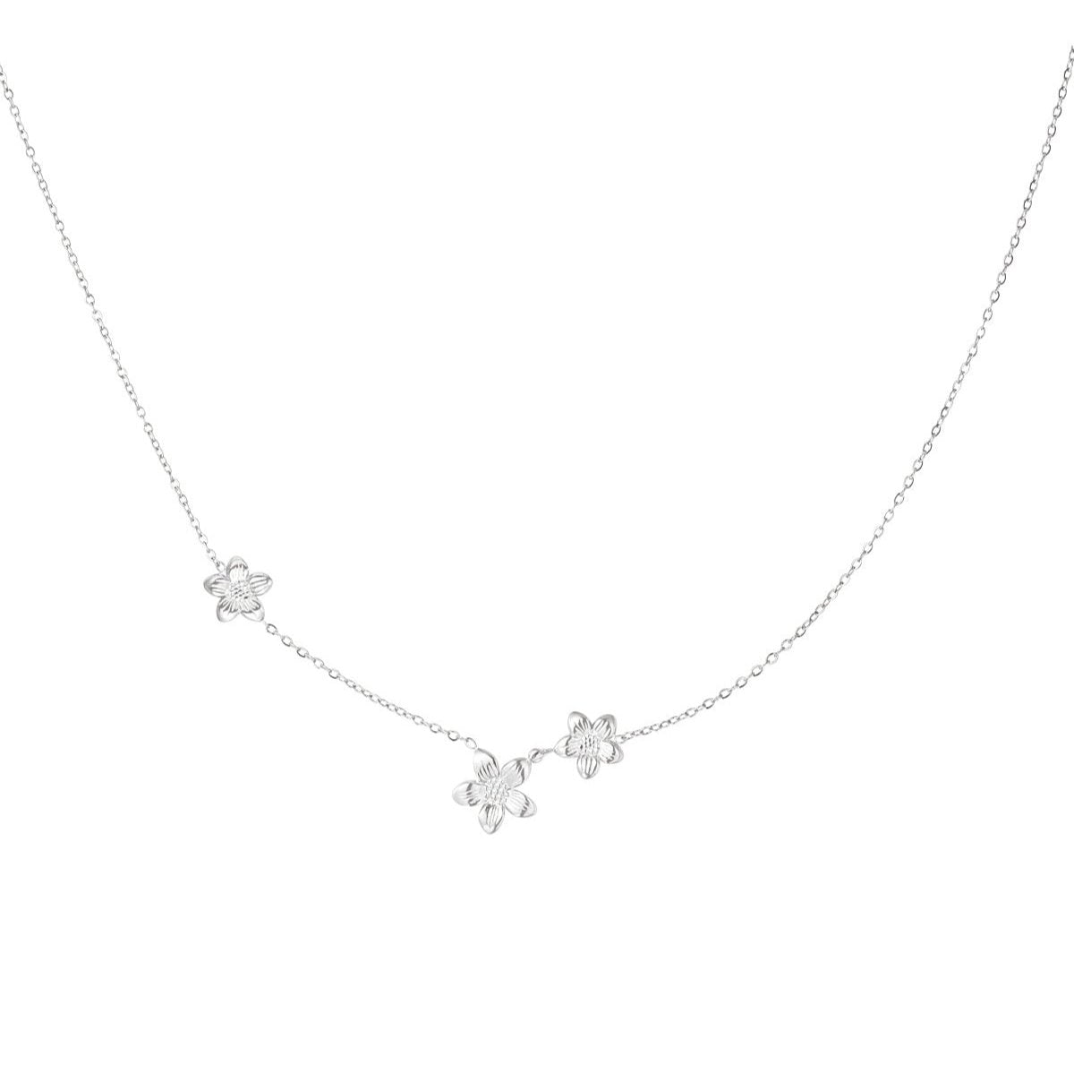Classic flower necklace zilver