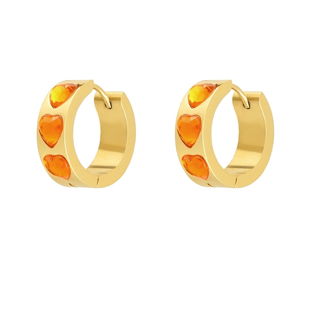 Orange heart hoop goud