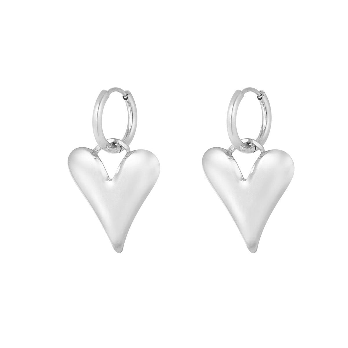 Heart earrings hoop zilver