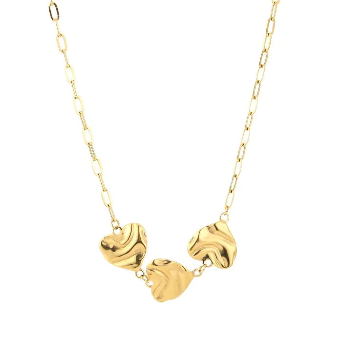 Big 3 hearts ketting goud