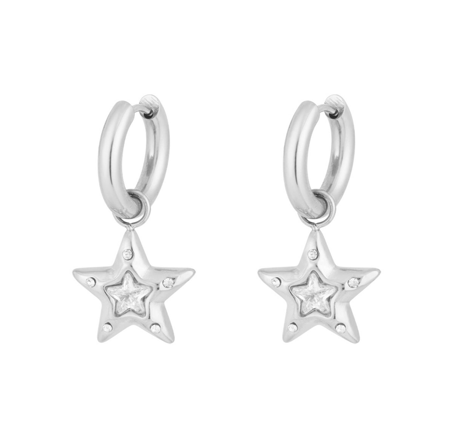Shining stars oorbellen zilver