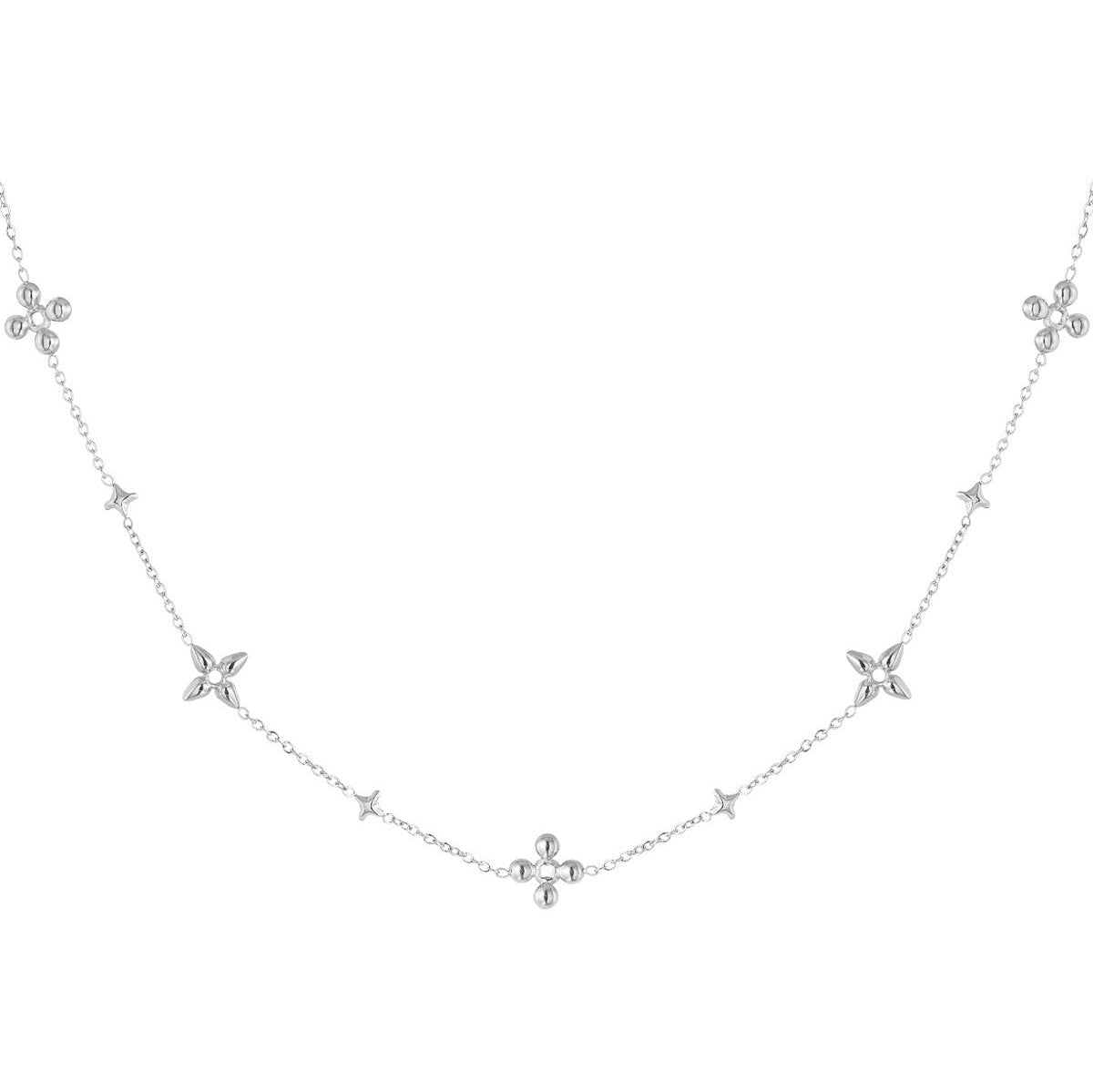 Flower party necklace zilver