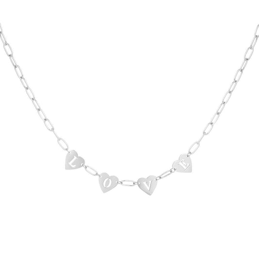 Necklace love heart zilver