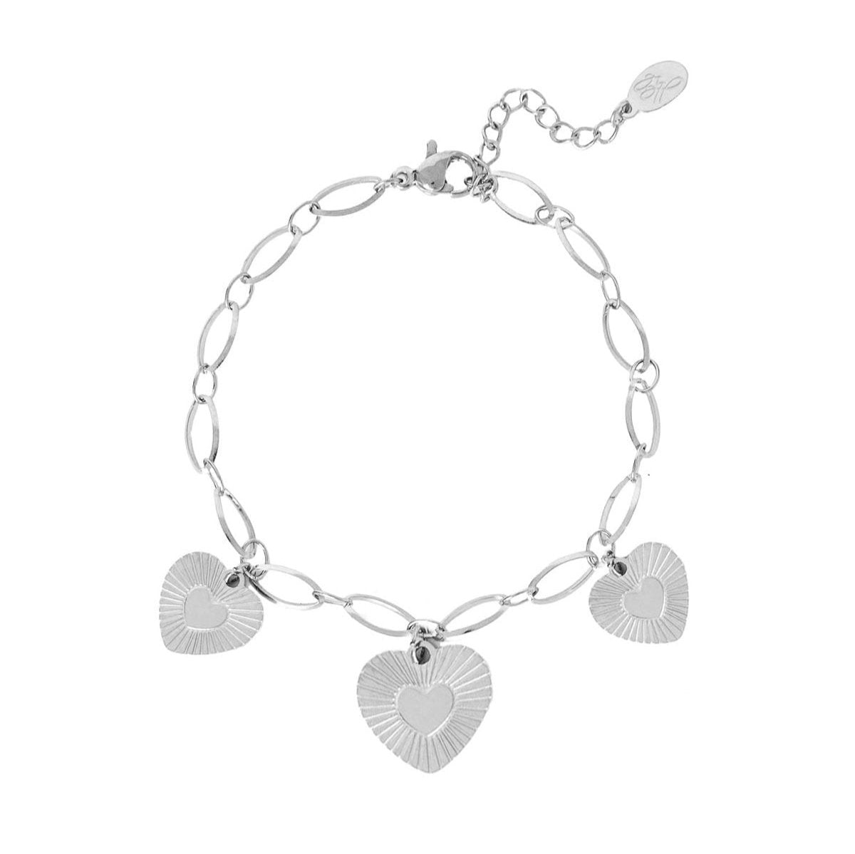 3 heart coins bracelet zilver