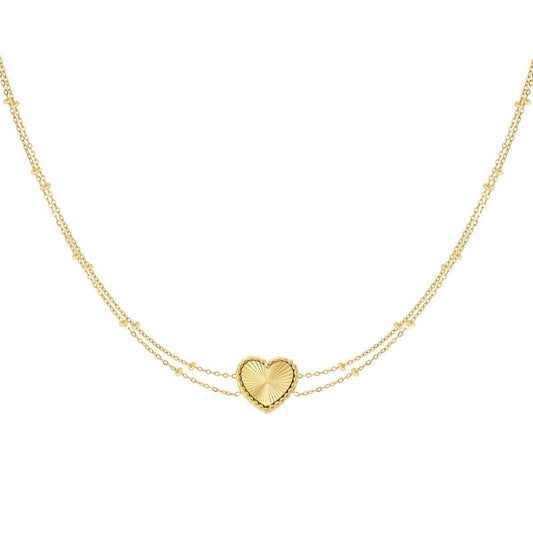 Necklace double heart goud