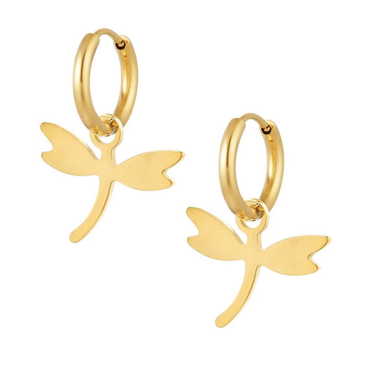 Libelle earrings goud