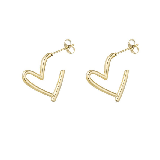 Heart open earrings goud