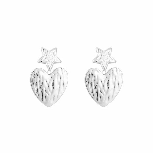 Star heart oorbellen zilver