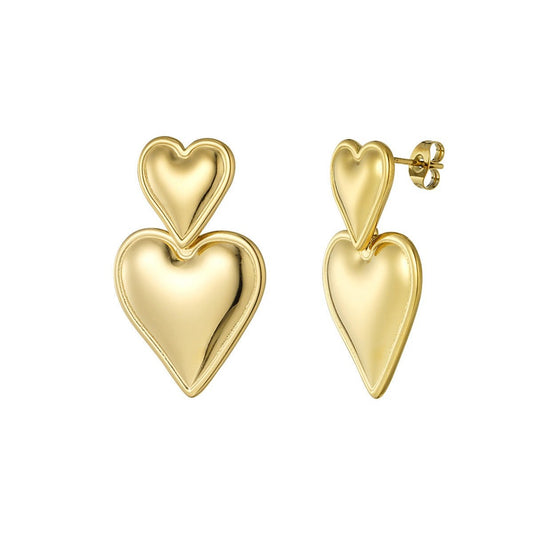 Big heart earrings goud