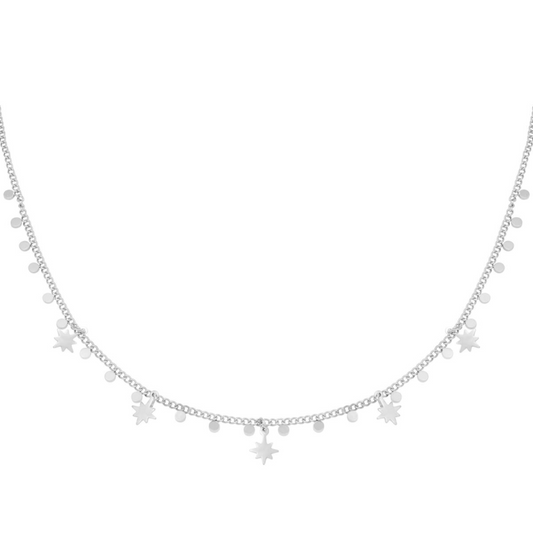 Star coin ketting zilver