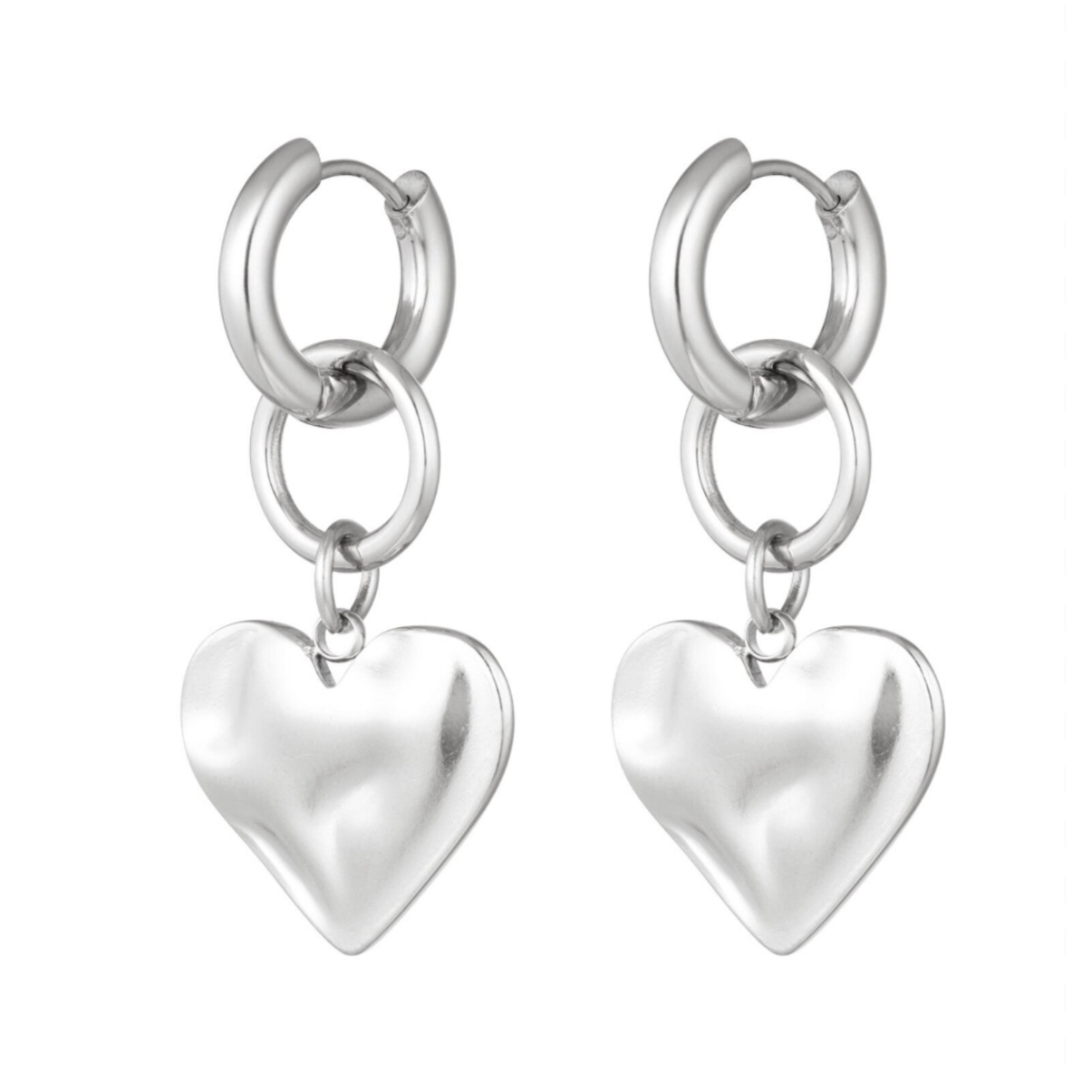 Big hearts earrings zilver