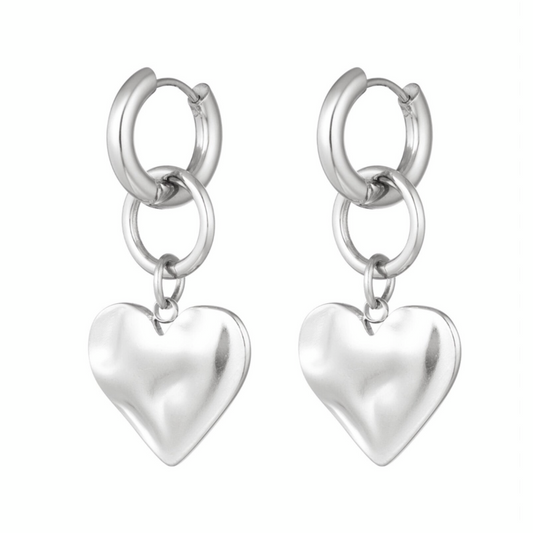 Big hearts earrings zilver