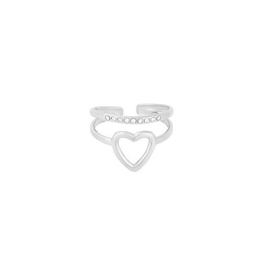 Sparkle heart ring zilver