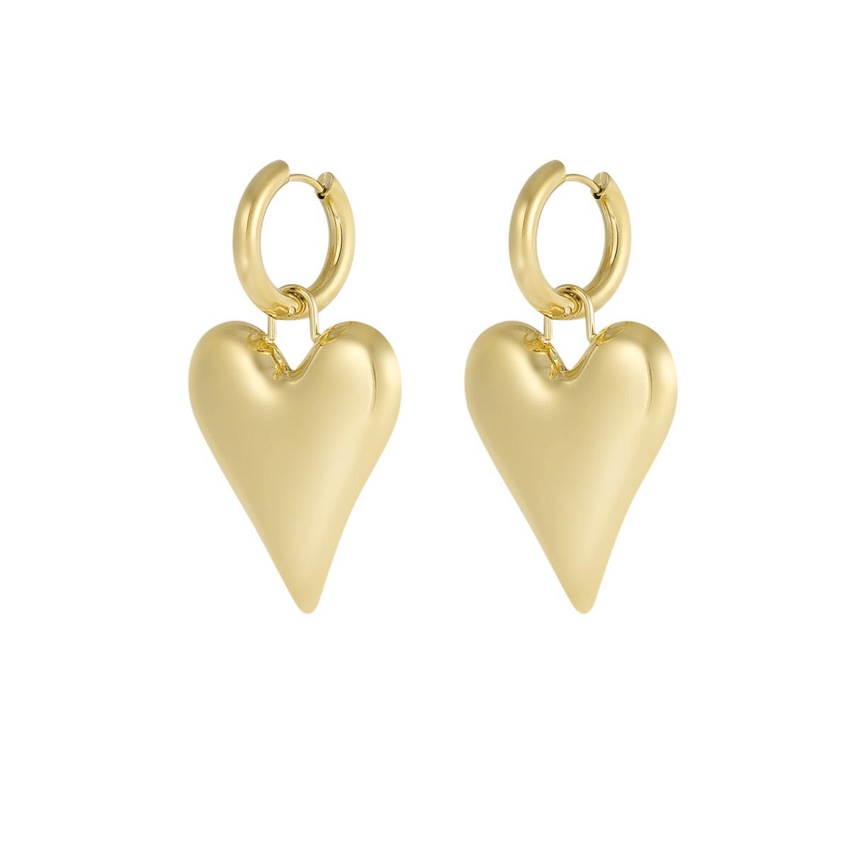 Big heart earrings goud