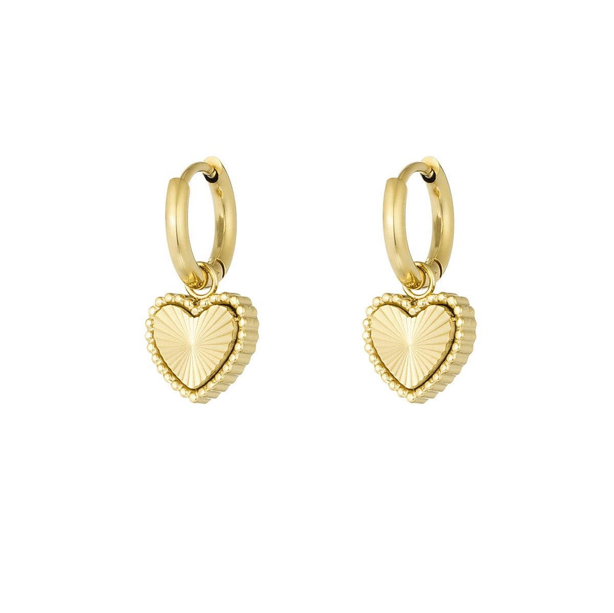 Fine heart earrings goud