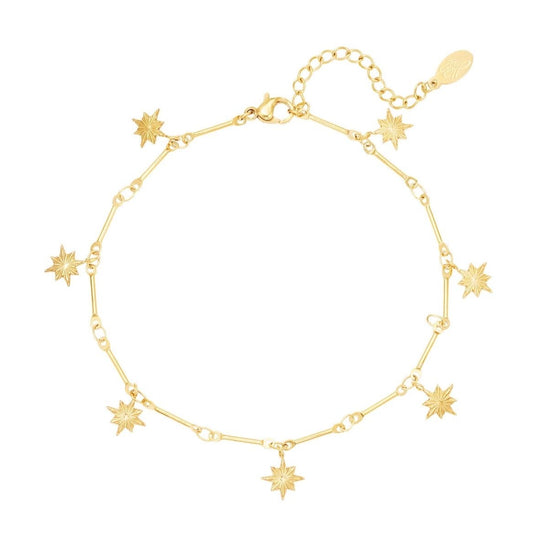 Fine star anklet goud