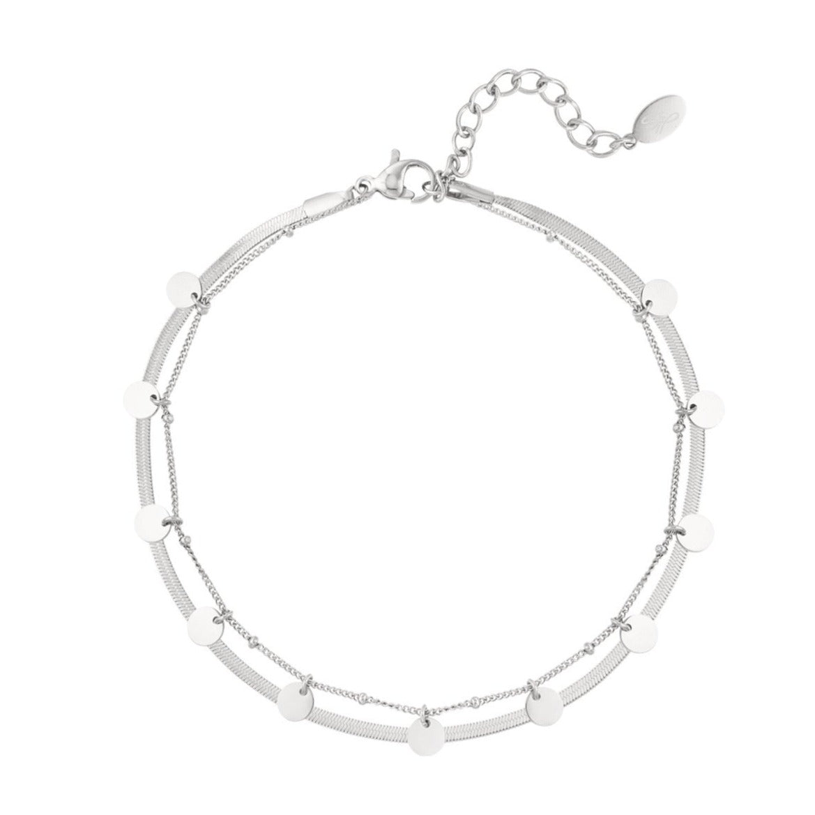 Fine coin anklet zilver