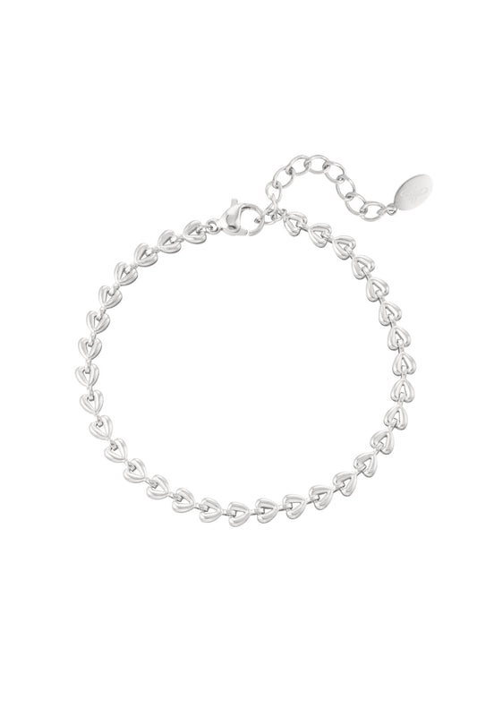 Bracelet linked heart zilver