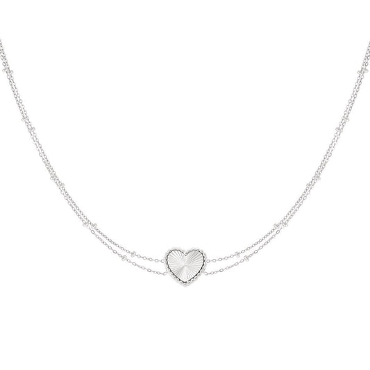 Necklace double heart zilver