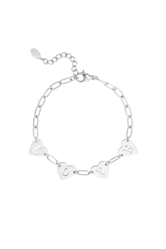 Bracelet love heart zilver