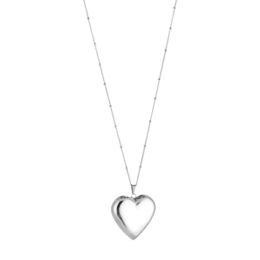 Big heart ketting zilver