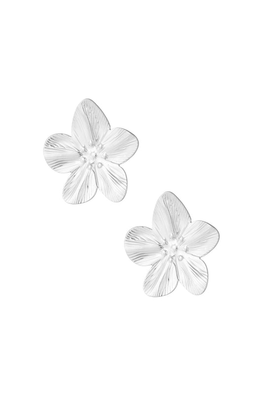 Earrings big flower zilver