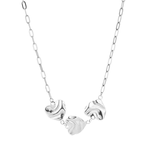 Big 3 hearts ketting zilver