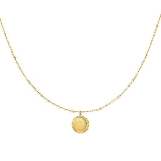 Sun coin necklace goud