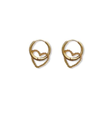 Heart ribbel earrings