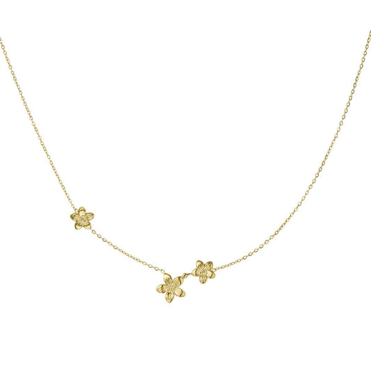 Classic flower necklace goud