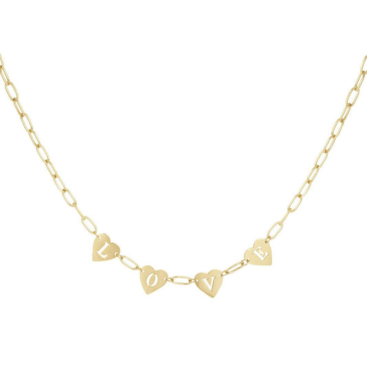 Necklace love heart goud