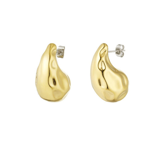 Dented drop earrings goud