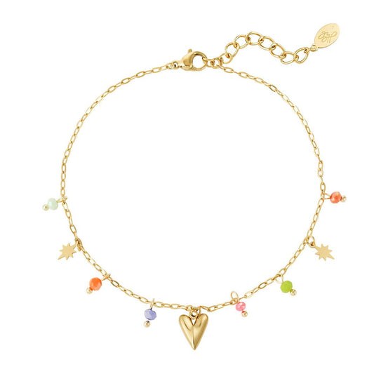 Anklet colourful heart