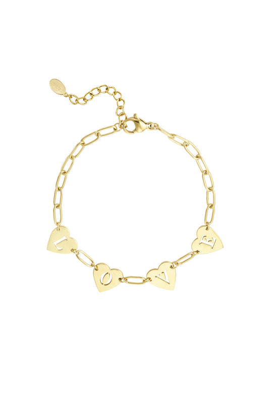 Bracelet love heart goud