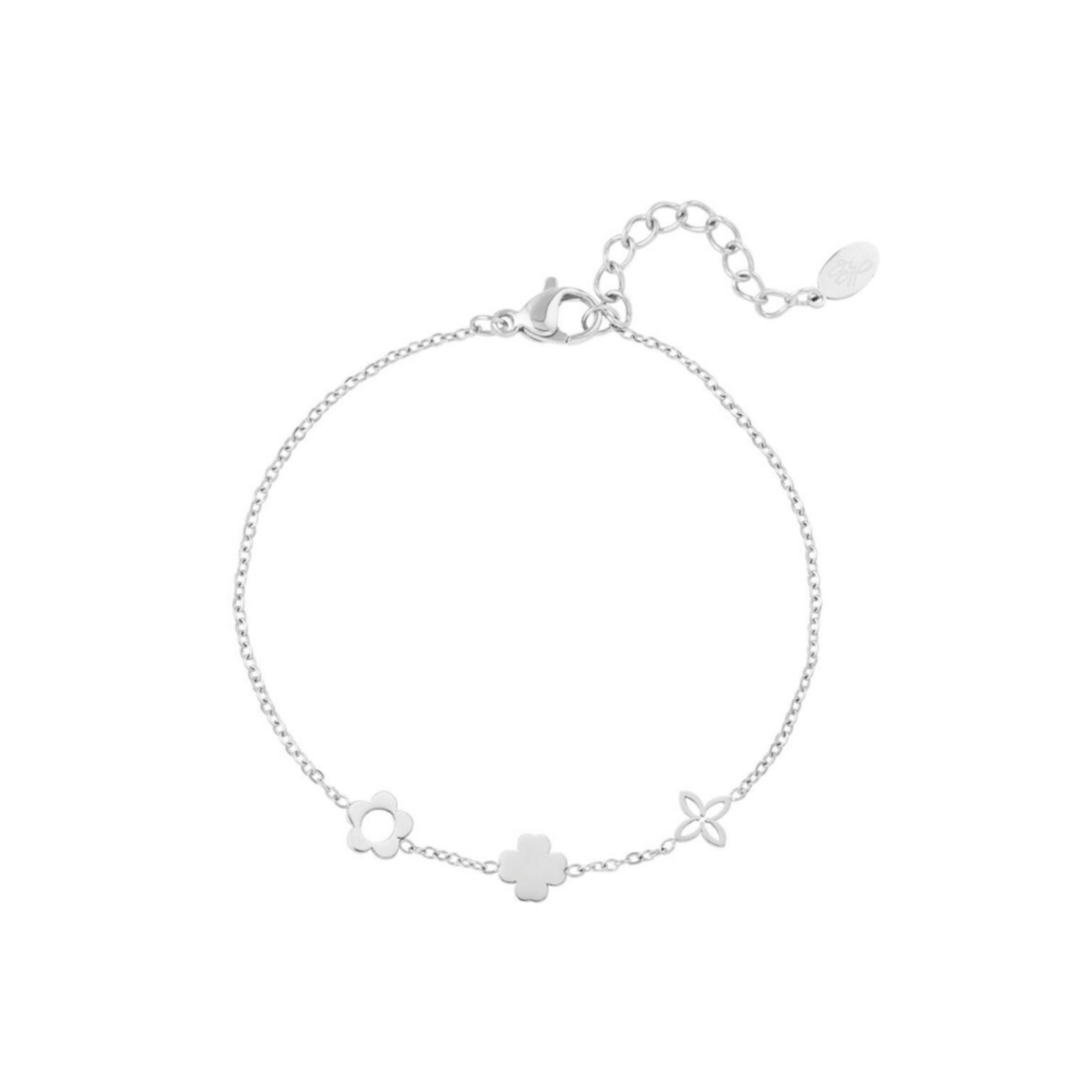 Open flower bracelet zilver