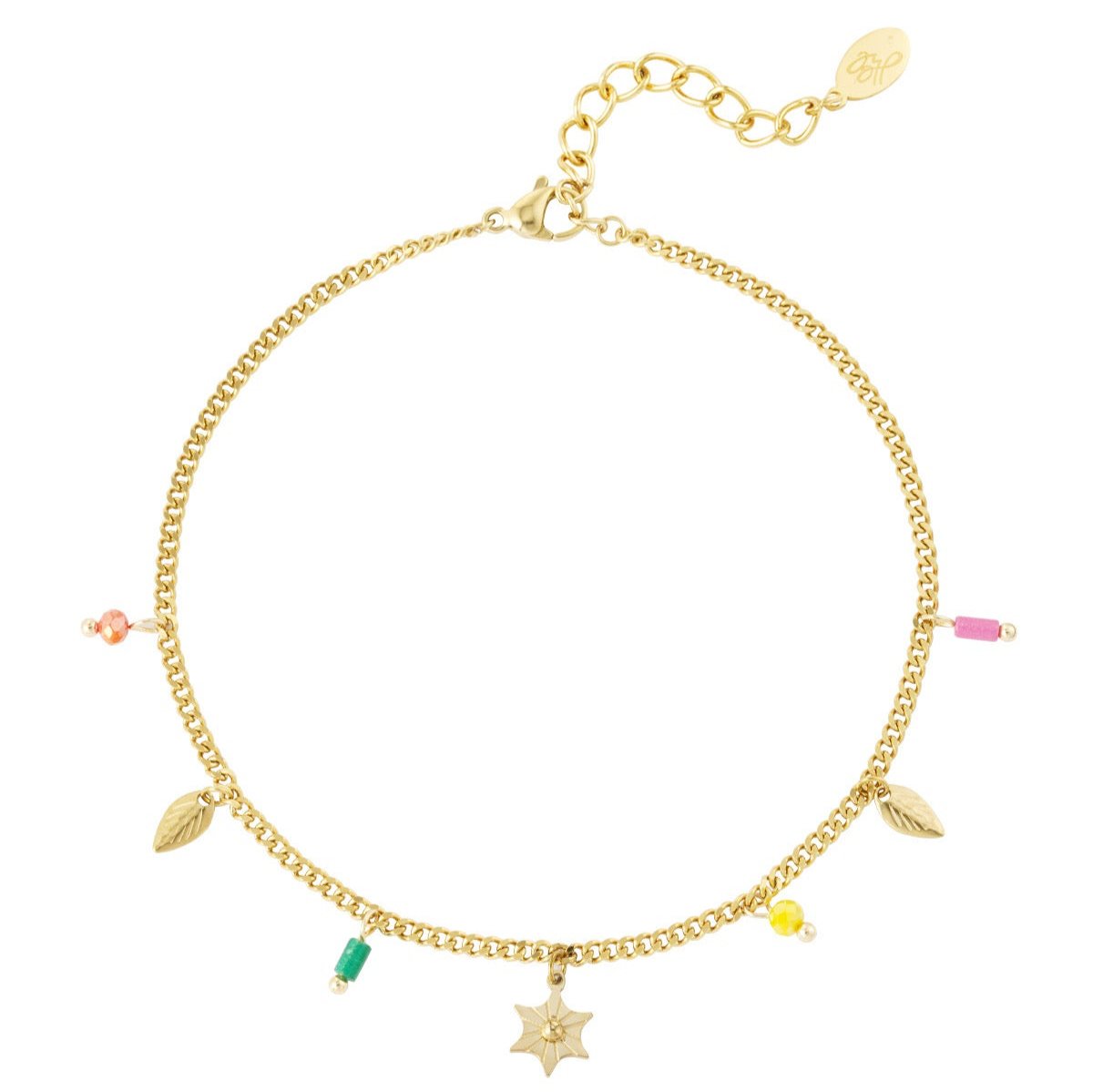 Star colour anklet goud