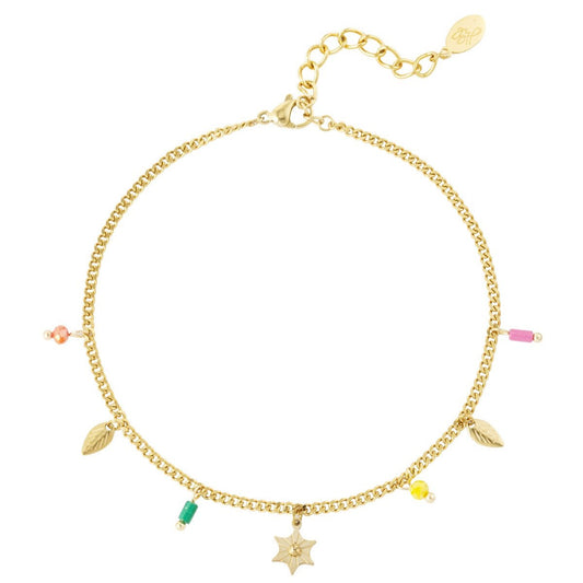 Star colour anklet goud