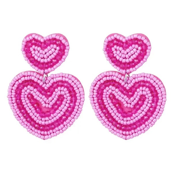 Earrings big heart roze