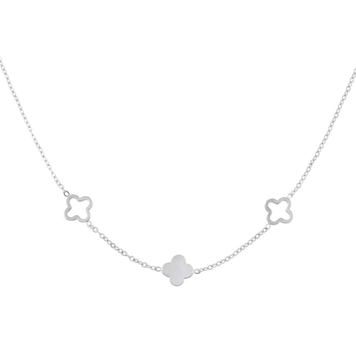 3 klaver necklace zilver