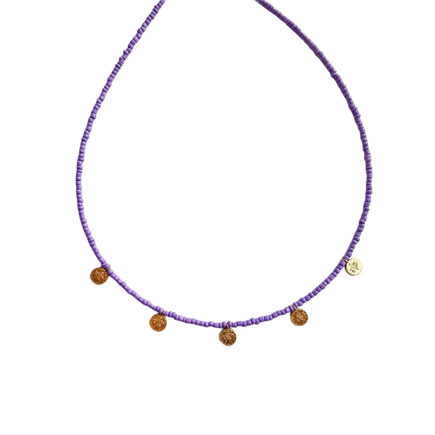 Purple coin necklace