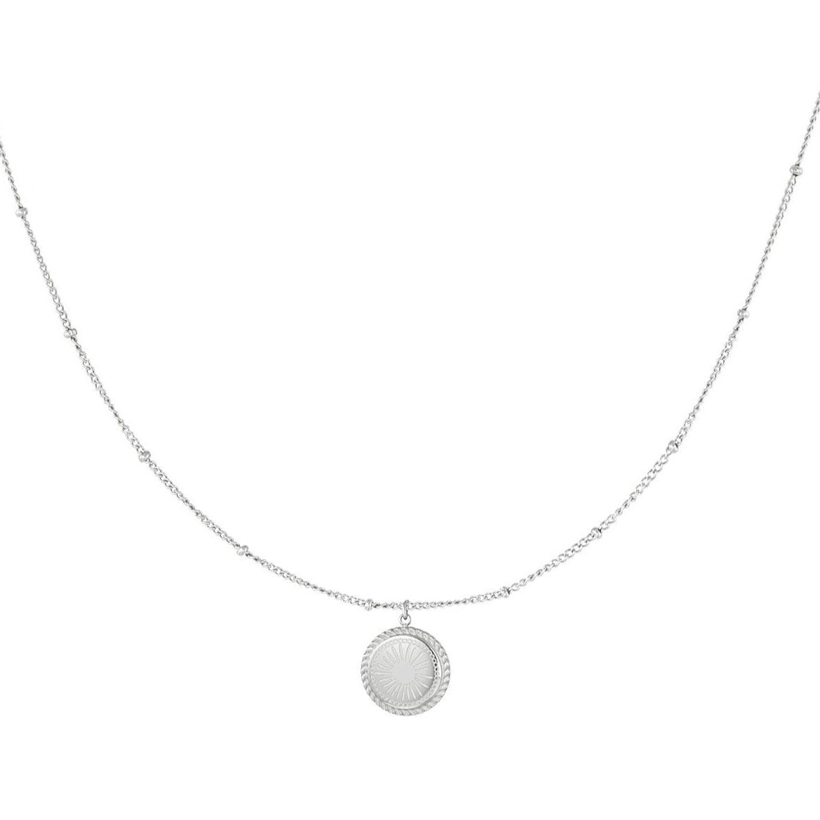 Sun coin necklace zilver