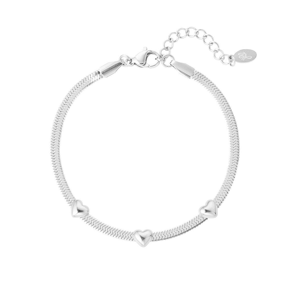 3 hearts bracelet zilver